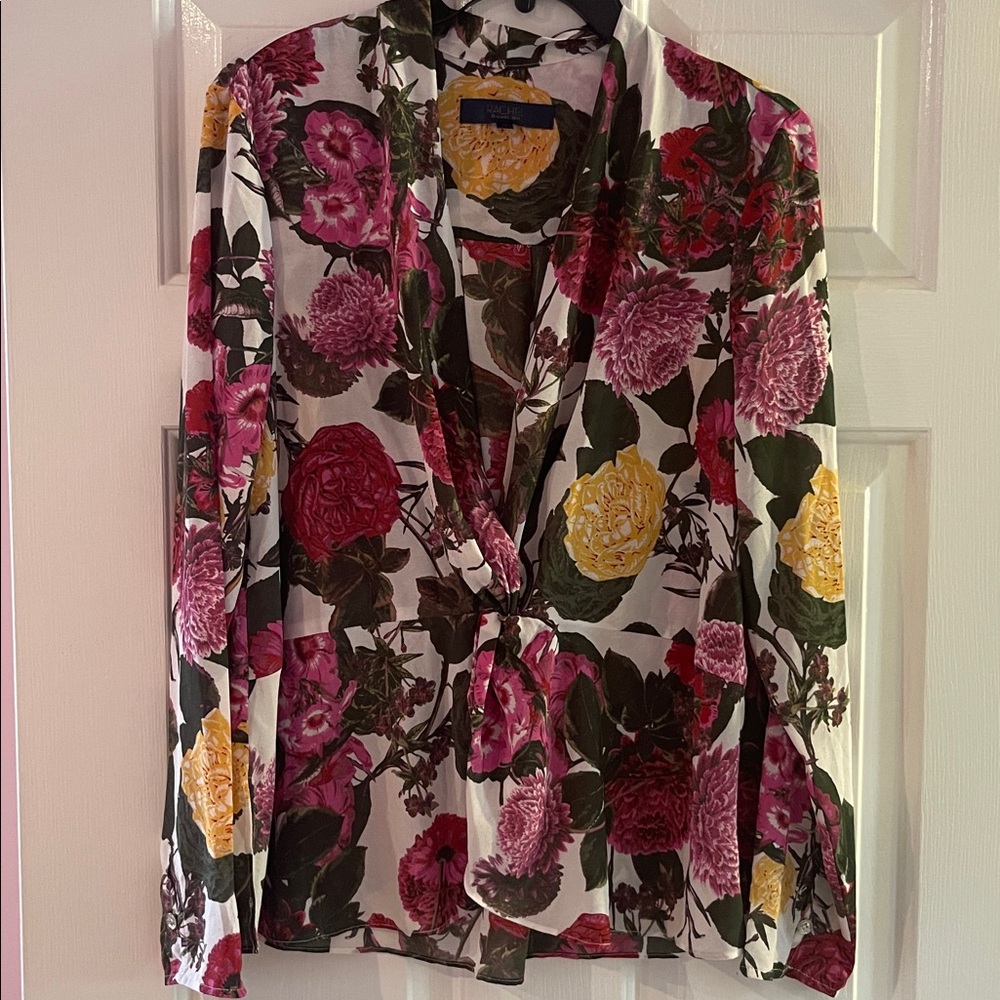 RACHEL Rachel Roy Yellow and Pink Floral Blouse
